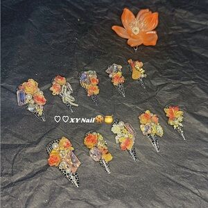Autumn Floral Nail Jewelry Set